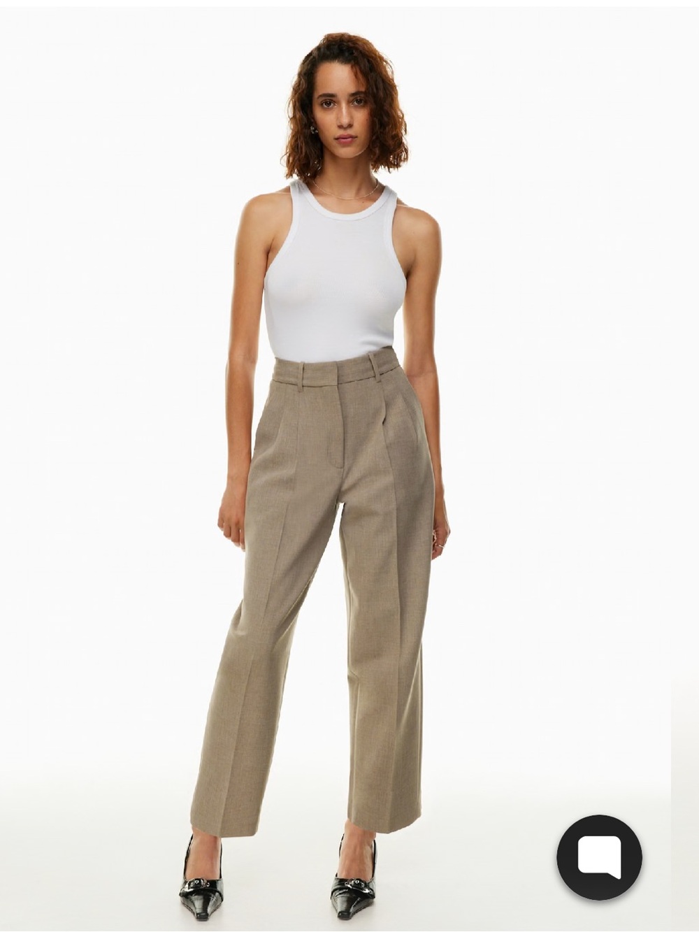 Aritzia Tailored High-Waist Carrot Trousers in Light Taupe